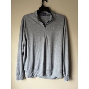 Stitch Sweater Mens Large Gray Lightweight Stretch Golf Preppy 1/4 Zip Adult